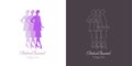 Retro fashion isolated symbol emblem logo brand image of flapper girl silhouette in trendy dress Royalty Free Stock Photo