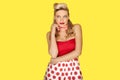 Retro fashion model in red polka dots Royalty Free Stock Photo