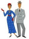 Retro fashion, 1930s style clothes, man and woman Royalty Free Stock Photo