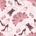 Retro fashion seamless pattern with women access