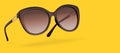 Retro female sunglasses isolated on yellow background Royalty Free Stock Photo