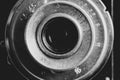 Retro film camera and lens close-up, technology, camera Royalty Free Stock Photo