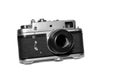 Retro film photo camera isolated on white background Royalty Free Stock Photo