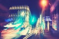 Retro filtered city traffic lights in motion blur Royalty Free Stock Photo