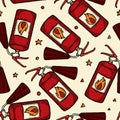Retro Fire Extinguisher Seamless Pattern Background. Vector Illustration. EPS10. Decor textile wrapping paper wallpaper Royalty Free Stock Photo