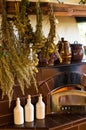 Retro fireplace in the rustic kitchen