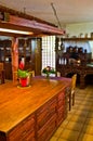 Retro fireplace in the rustic kitchen