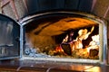 Retro fireplace in the rustic kitchen