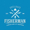Retro Fisherman Vector Logo or Label Template