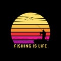 Retro fishing t-shirt design