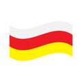 Retro flat button with wavy flag south ossetia. Vector illustration. stock image. Royalty Free Stock Photo