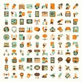 Retro flat communication icons set