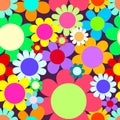 Retro Flat Floral Daisy Field Background Royalty Free Stock Photo
