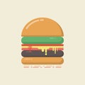 Retro flat hamburger