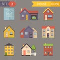 Retro Flat House Icons and Symbols set vector Royalty Free Stock Photo