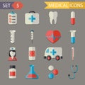 Retro Flat Medical Icons and Symbols Set vector Royalty Free Stock Photo