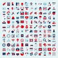 Retro flat network icon set