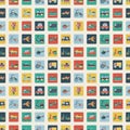 Retro flat transport seamless pattern