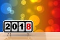 Retro Flip Clock with 2018 New Year Sign. 3d Rendering Royalty Free Stock Photo