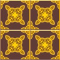 Retro Floor Tiles patern, yellow and brown Royalty Free Stock Photo