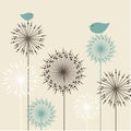 Retro floral background with birds Royalty Free Stock Photo