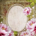 Retro floral background with frame and flowers Royalty Free Stock Photo