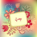 Retro floral background, frame with flowers Royalty Free Stock Photo