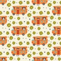 Retro floral camper pattern Royalty Free Stock Photo