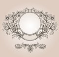 Retro floral cartouche.