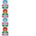 Folk art vector greeting card or wedding invitation - Polish traditional pattern with flowers - Wycinanki Lowickie