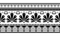 Talavera Poblana vector seamless long horizontal black and white pattern inspired by traditional Mexican decorated pottery and cer