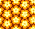 Retro floral, Mid Century modern flowers in orange, yellow, brown colors, 1970s mod style, seamless vector pattern Royalty Free Stock Photo