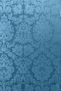 Retro floral ornamental victorian wallpaper fabric in blue full frame repeating Royalty Free Stock Photo