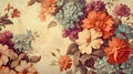 Retro Floral Paper Background AI Generated Royalty Free Stock Photo