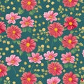 614 Retro Floral Patterns: A retro and vintage-inspired background featuring retro floral patterns in retro colors that evoke a Royalty Free Stock Photo