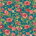 614 Retro Floral Patterns: A retro and vintage-inspired background featuring retro floral patterns in retro colors that evoke a Royalty Free Stock Photo