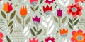 Retro floral print with geometric elements. Royalty Free Stock Photo