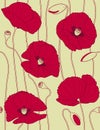 Retro floral seamless pattern, popies Royalty Free Stock Photo