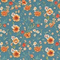 514 Retro Floral Wallpaper: A retro and vintage-inspired background featuring a floral wallpaper pattern in retro colors that ev