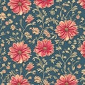 594 Retro Floral Wallpaper: A retro and vintage-inspired background featuring retro floral wallpaper patterns in retro colors th