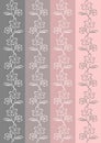 retro flourish patterns with flower motif in vertical strippes, nostalgic colors - gray and pink, victorian wallpaper Royalty Free Stock Photo
