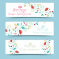 Retro flower banners concept. Vector illustration design Royalty Free Stock Photo