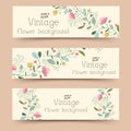 Retro flower banners concept. Vector illustration Royalty Free Stock Photo