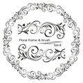 Retro flower pattern antique style swirl decorative design element. Vintage frame border leaf scroll floral ornament Royalty Free Stock Photo