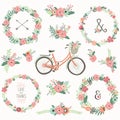 Retro Flower Wreath Bicycles