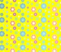 Retro  flowers over yellow background Royalty Free Stock Photo
