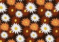 Retro flowers 70s seamless pattern. Hippie flower power repeating texture, background. Vector illustration Royalty Free Stock Photo