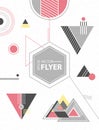 Retro flyer, chaotic geometric shapes. Colorful hipster background