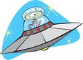 Retro Flying Saucer and Martian. Royalty Free Stock Photo