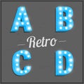 Retro font with light bulbs